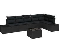 vidaXL Ensemble de canapé de jardin avec coussin avec mémoire 7 pcs noir