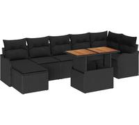 vidaXL Ensemble de canapé de jardin avec coussin avec mémoire 8 pcs noir