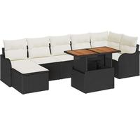 vidaXL Ensemble de canapé de jardin avec coussin avec mémoire 8 pcs noir et crème