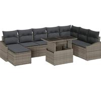 vidaXL Ensemble de canapé de jardin avec coussin avec mémoire 9 pcs Gris