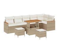 vidaXL Ensemble de canapé de Jardin avec Coussin Beige Poly rotin