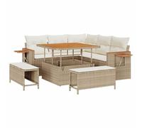 vidaXL Ensemble de canapé de Jardin avec Coussin Beige Poly rotin, Canapé de Jardin et terrasse, Moderne, léger, Coussins Amovibles, Meubles d'extérieur, Solution géniale en Acacia