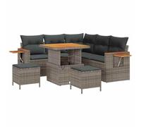 vidaXL Ensemble de canapé de Jardin avec Coussin Gris Poly rotin, Canapé de Jardin et terrasse, Moderne, léger, Coussins Amovibles, Meubles d'extérieur, Solution géniale en Acacia