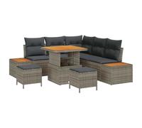 vidaXL Ensemble de canapé de Jardin avec Coussin Gris Poly rotin, Canapé de Jardin Moderne, léger, modulable, résistant aux UV, mobilier d'extérieur pour se détendre au Printemps été