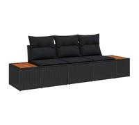 vidaXL Ensemble de canapé de Jardin avec Coussin Noir Poly rotin, Canapé d'extérieur Moderne et modulable, Meuble résistant aux intempéries, Coin Lounge Confortable et stylé