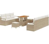 vidaXL Ensemble de canapé de jardin avec coussins 10 pcs Beige Poly Rattan