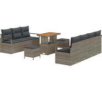 vidaXL Ensemble de canapé de jardin avec coussins 10 pcs Gris Poly Rattan