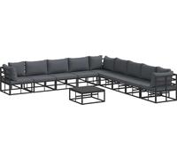 vidaXL Ensemble de canapé de jardin avec coussins 10 pcs noir aluminium