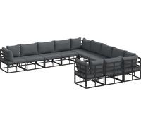 vidaXL Ensemble de canapé de jardin avec coussins 11 pcs noir aluminium