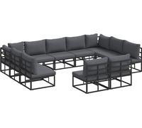 vidaXL Ensemble de canapé de jardin avec coussins 11 pcs noir aluminium