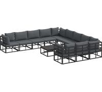 vidaXL Ensemble de canapé de jardin avec coussins 12 pcs noir aluminium