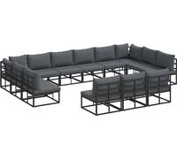 vidaXL Ensemble de canapé de jardin avec coussins 13 pcs noir aluminium