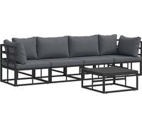 vidaXL Ensemble de canapé de jardin avec coussins 5 pcs noir aluminium