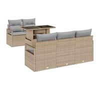 vidaXL Ensemble de canapé de Jardin avec Coussins - 6 pièces de mobilier modulable extérieur en polyrotin Beige pour Votre Patio et Balcon. C'est Une Collection de Meubles résistants aux intempéries.