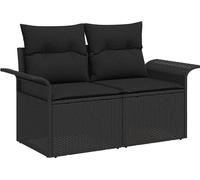 vidaXL Ensemble de canapé de jardin avec coussins 7 pcs Noir 55 x 55 x 37 cm