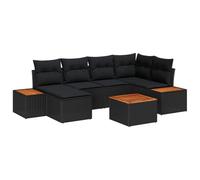 vidaXL Ensemble de canapé de Jardin avec Coussins 7 pièces en Poly rotin Noir, Super Polyvalent pour la terrasse ou Le Balcon. Idéal comme mobilier de Salon ou canapé pour la Cour.