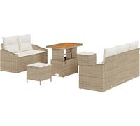 vidaXL Ensemble de canapé de jardin avec coussins 8 pcs Beige, Crème 90 x 55 x 71 cm