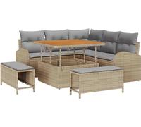 vidaXL Ensemble de canapé de jardin avec coussins 8 pcs Beige Poly Rattan