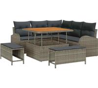 vidaXL Ensemble de canapé de jardin avec coussins 8 pcs Gris Poly Rattan