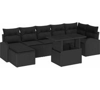 vidaXL Ensemble de canapé de jardin avec coussins 8 pcs noir