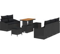 vidaXL Ensemble de canapé de jardin avec coussins 8 pcs Noir 90 x 55 x 71 cm
