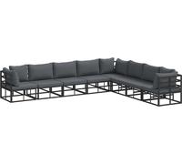 vidaXL Ensemble de canapé de jardin avec coussins 8 pcs noir aluminium