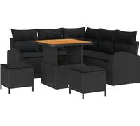 vidaXL Ensemble de canapé de jardin avec coussins 8 pcs noir Poly rotin