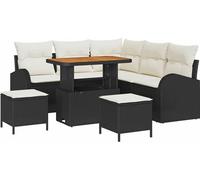 vidaXL Ensemble de canapé de jardin avec coussins 8 pcs noir Poly rotin