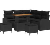 vidaXL Ensemble de canapé de jardin avec coussins 8 pcs noir Poly rotin