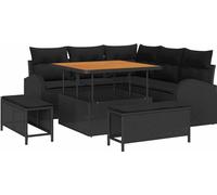 vidaXL Ensemble de canapé de jardin avec coussins 8 pcs noir Poly rotin