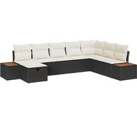 Vidaxl Ensemble De Canapé De Jardin 8 Pièces Avec Coussins En Rattan Poly Noir Noir