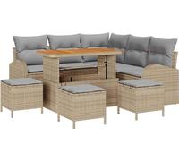 vidaXL Ensemble de canapé de jardin avec coussins 9 pcs Beige Poly rotin