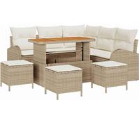 vidaXL Ensemble de canapé de jardin avec coussins 9 pcs Beige Poly rotin