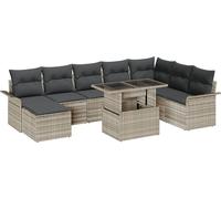 vidaXL Ensemble de canapé de jardin avec coussins 9 pcs gris clair Poly rotin
