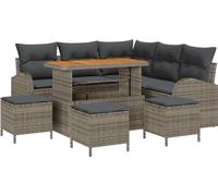 vidaXL Ensemble de canapé de jardin avec coussins 9 pcs Gris Poly Rattan