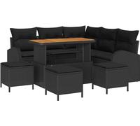 vidaXL Ensemble de canapé de jardin avec coussins 9 pcs noir poly rotin