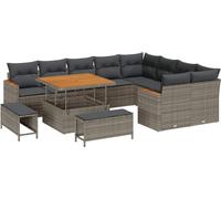 vidaXL Ensemble de canapé de jardin avec coussins avec mémoire 12 pcs Gris Poly Rattan