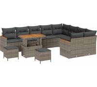 vidaXL Ensemble de canapé de jardin avec coussins avec mémoire 12 pcs Gris Poly Rattan