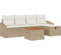 vidaXL Ensemble de canapé de jardin avec coussins avec mémoire 6 pcs Beige Poly Rattan