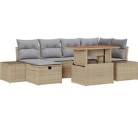 vidaXL Ensemble de canapé de jardin avec coussins avec mémoire 7 pcs Beige Poly Rattan