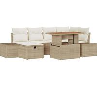 vidaXL Ensemble de canapé de jardin avec coussins avec mémoire 7 pcs Beige Poly Rattan