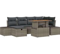 vidaXL Ensemble de canapé de jardin avec coussins avec mémoire 7 pcs Gris Poly Rattan