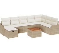 vidaXL Ensemble de canapé de jardin avec coussins avec mémoire 9 pcs Beige Poly Rattan