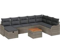 vidaXL Ensemble de canapé de jardin avec coussins avec mémoire 9 pcs Gris Poly Rattan