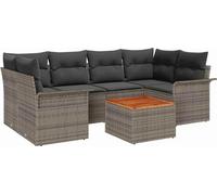 vidaXL Ensemble de canapé de jardin avec coussins Manuellement 7 pcs Gris 55 x 55 x 37 cm