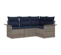 vidaXL Ensemble de canapé de Jardin avec Stockage 4 pcs Gris polyrotin, Canapé modulable Moderne pour Jardin et terrasse, résistant aux UV, idéal pour se détendre Dehors