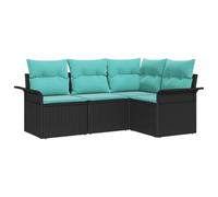 vidaXL Ensemble de canapé de Jardin avec Stockage 4 pcs Noir polyrotin, Canapé modulable Moderne pour Jardin et terrasse, résistant aux UV, idéal pour se détendre Dehors