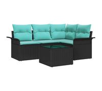 vidaXL Ensemble de canapé de Jardin avec Stockage 5 pcs Noir polyrotin, Canapé modulable Moderne pour Jardin et terrasse, résistant aux UV, idéal pour se détendre Dehors