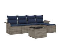 vidaXL Ensemble de canapé de Jardin avec Stockage 6 pcs Gris polyrotin, Canapé modulable de Jardin et terrasse, Salon en rotin Solide, mobilier de Stockage pour se détendre