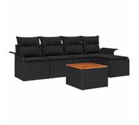 vidaXL Ensemble de canapé de Jardin avec Stockage 6 pcs Noir polyrotin, Canapé de Jardin stylé, Meubles Modernes, sièges modulables résistants, terrasse Parfaite pour dîner en Plein air